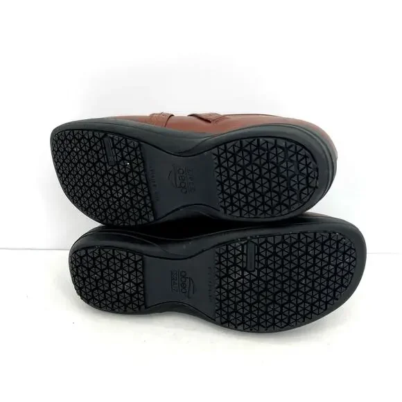 NWOT Abeo Womens Bella 24/7 Brown Leather Clogs Comfort Shoes Buckle - Picture 7 of 10